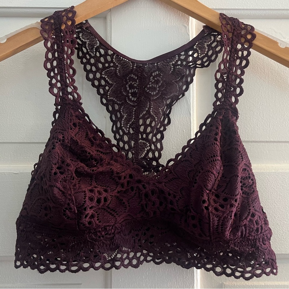 Aerie burgandy lace bralette medium